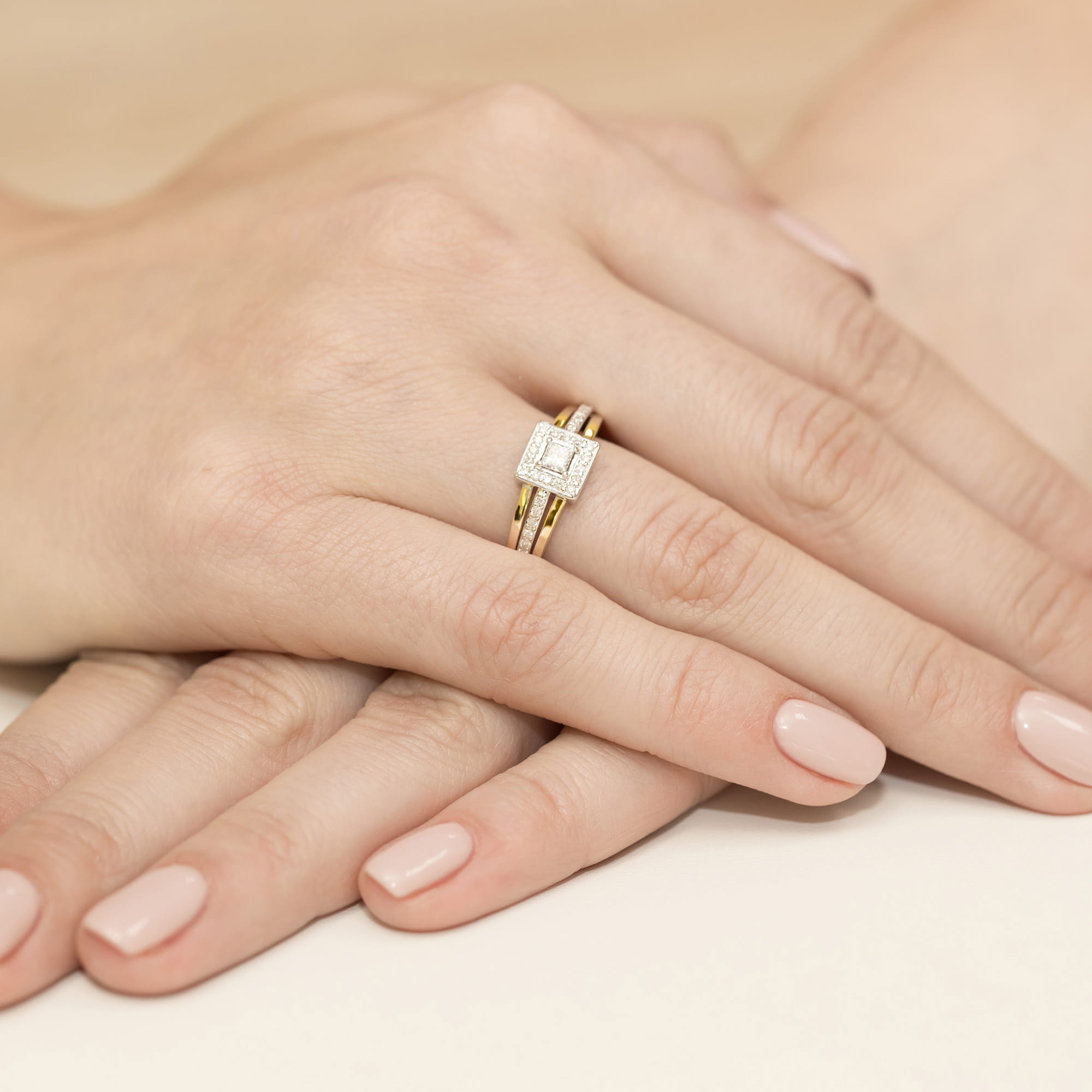 Pierścionek Diament Laboratoryjny 0,15ct żółte złoto 375 - obrazek 4
