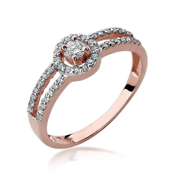 Pierścionek Diament 0,10ct różowe złoto