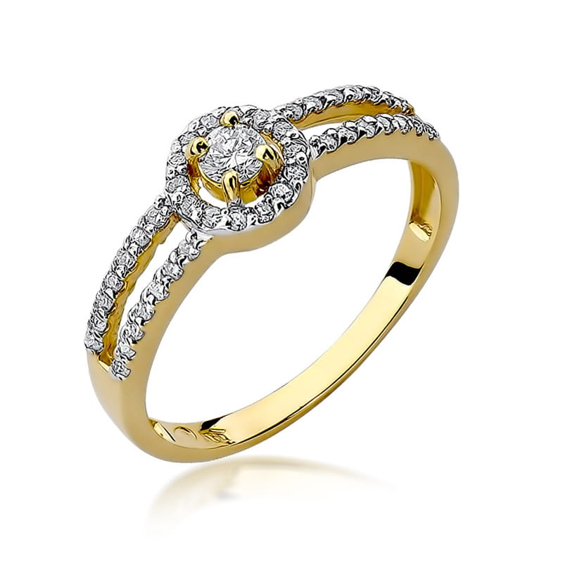 Pierścionek Diament 0,10ct żółte złoto