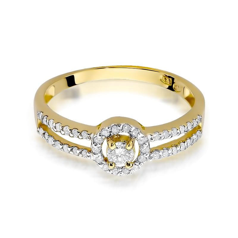 Pierścionek Diament 0,10ct żółte złoto - obrazek 2