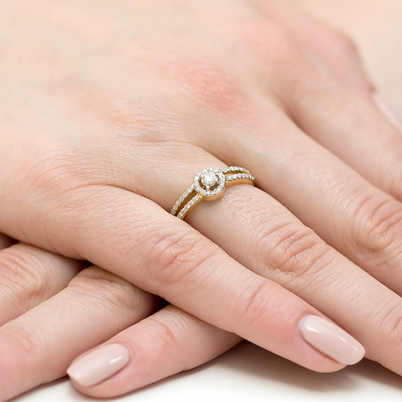 Pierścionek Diament 0,10ct żółte złoto - obrazek 4