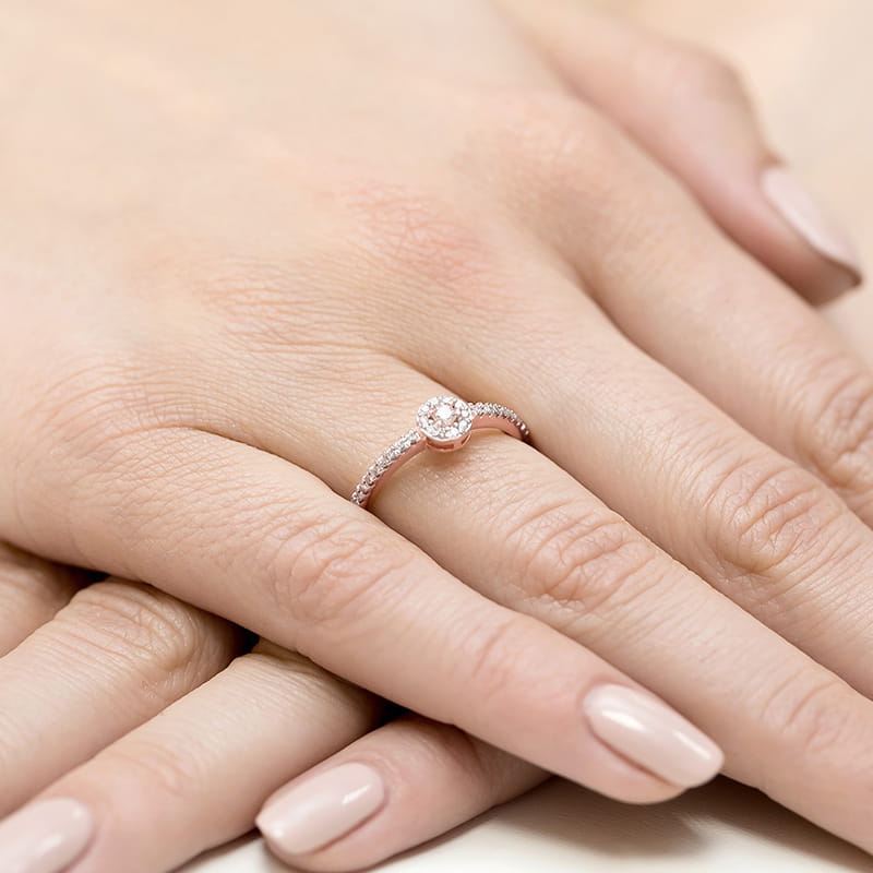 Pierścionek Diament 0,05ct różowe złoto - obrazek 4