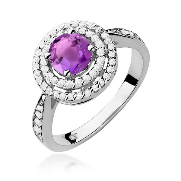 Pierścionek Ametyst 0,90ct białe złoto