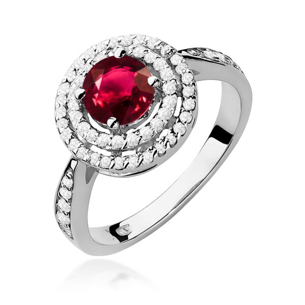 Pierścionek Rubin 1,20ct białe złoto 375
