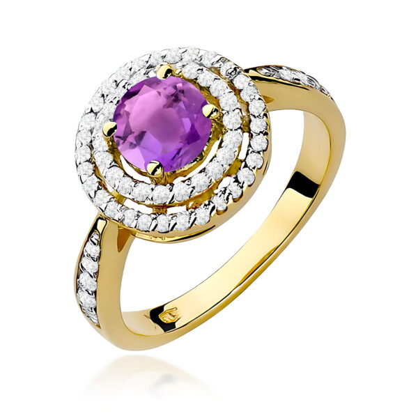 Pierścionek Ametyst 0,90ct żółte złoto