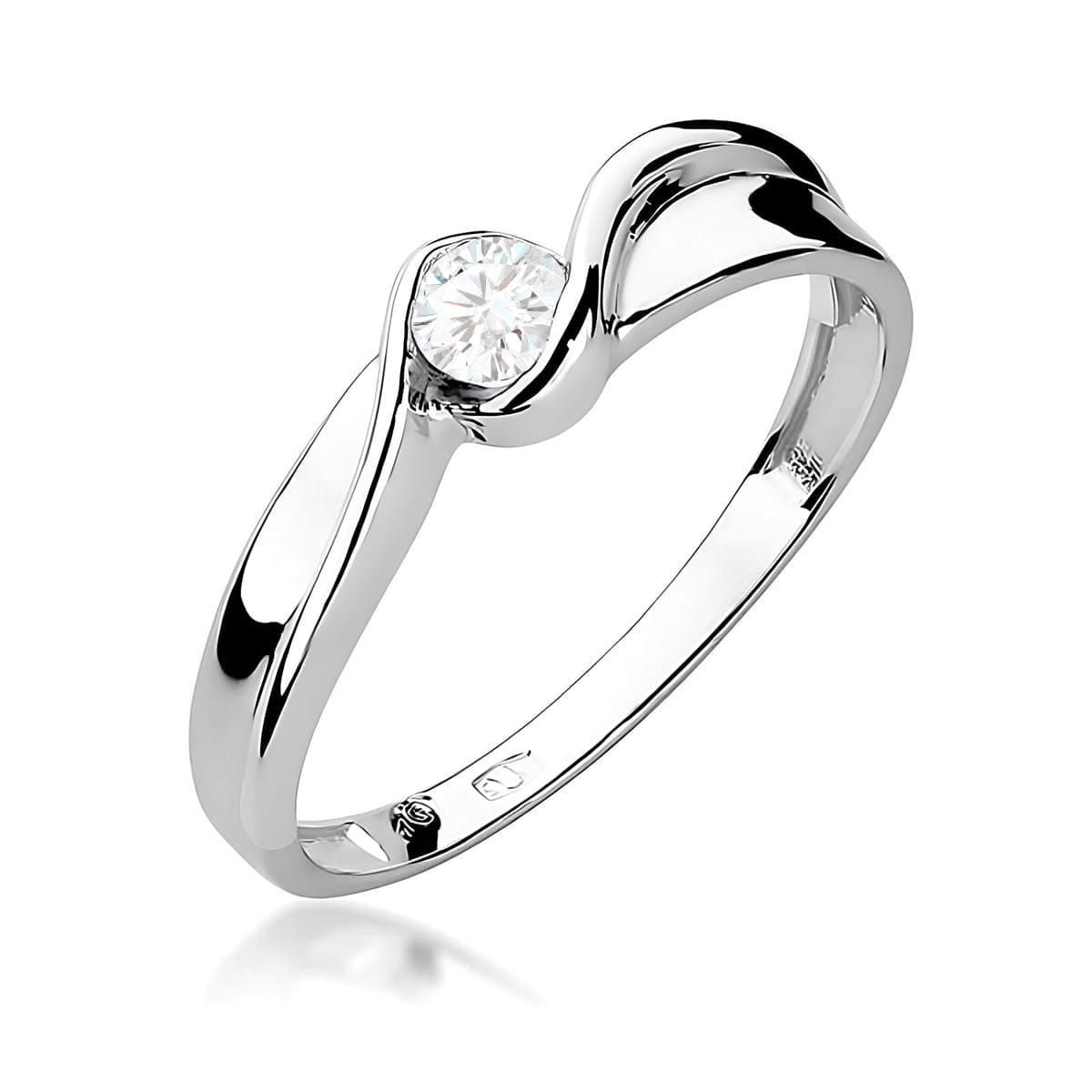 Pierścionek Diament 0,15ct białe złoto
