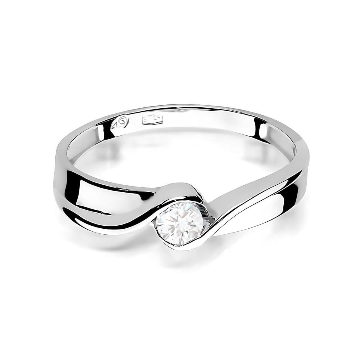 Pierścionek Diament 0,15ct białe złoto - obrazek 2