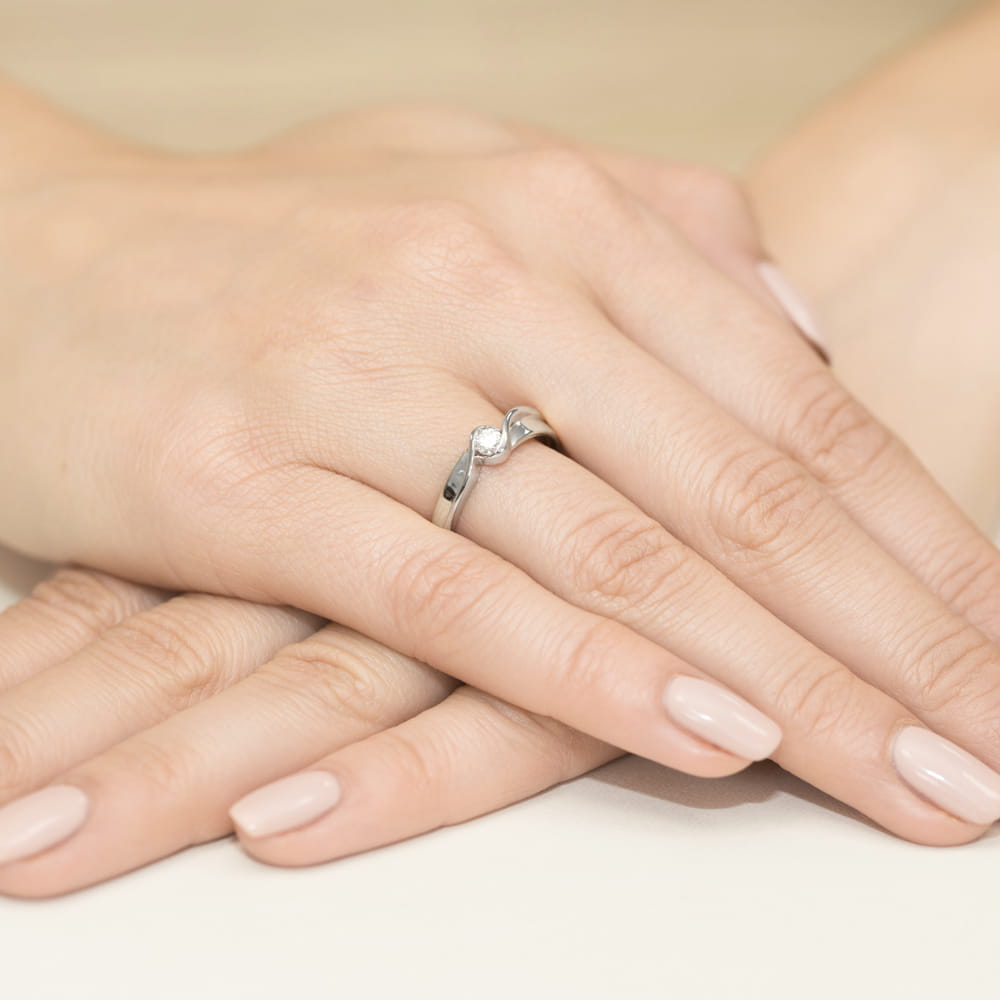 Pierścionek Diament 0,15ct białe złoto - obrazek 4