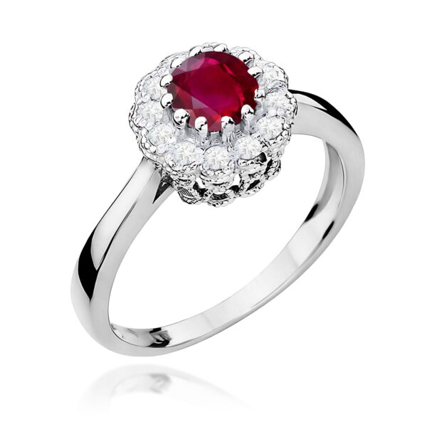 Pierścionek Rubin 0,60ct białe złoto 375