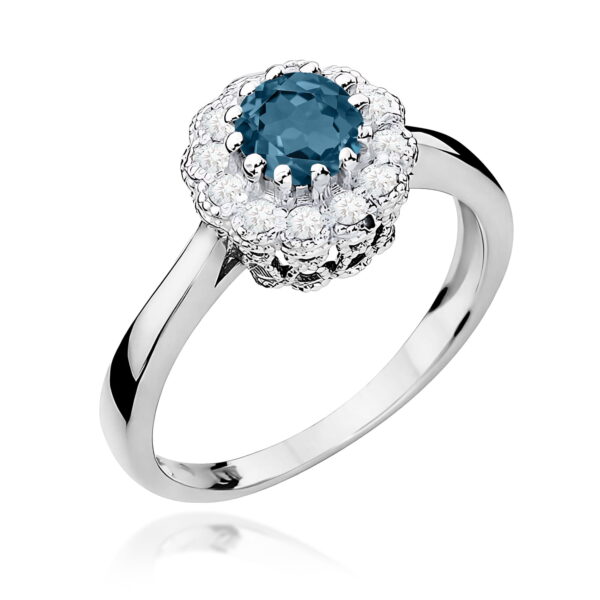 Pierścionek Topaz London Blue 0,50ct białe złoto 375