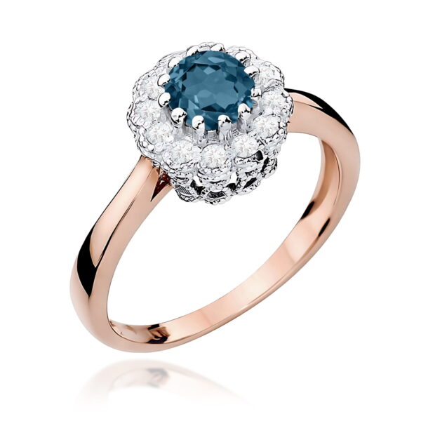 Pierścionek Topaz London Blue 0,50ct różowe złoto