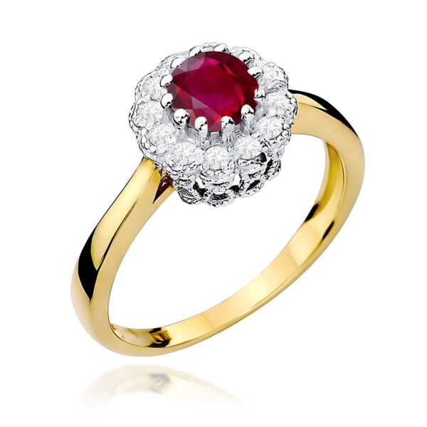 Pierścionek Rubin 0,60ct żółte złoto