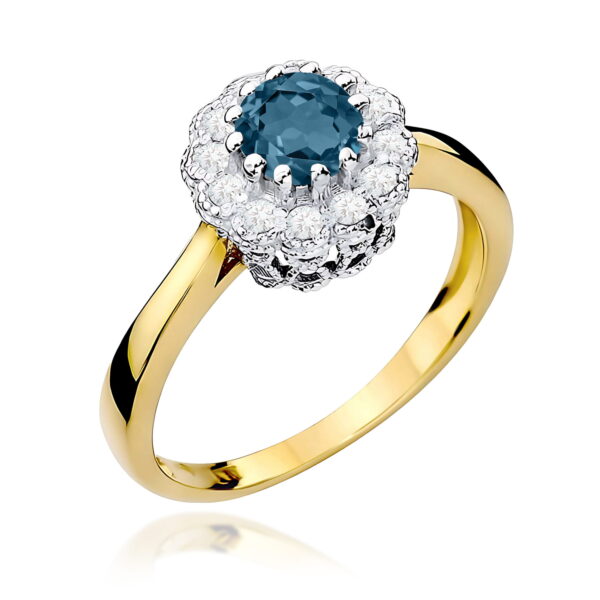 Pierścionek Topaz London Blue 0,50ct żółte złoto