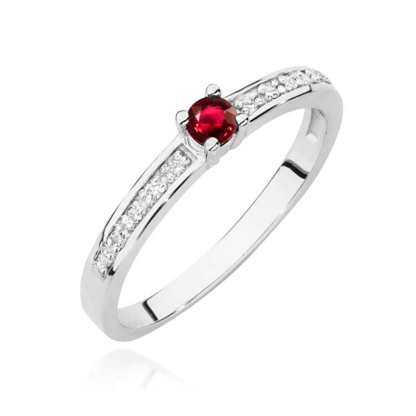 Pierścionek Rubin 0,15ct białe złoto