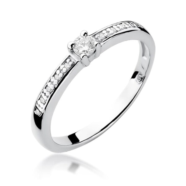 Pierścionek Diament 0,08ct białe złoto 375