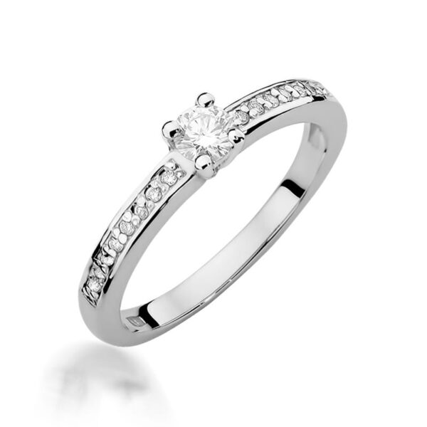Pierścionek Diament 0,20ct białe złoto 375