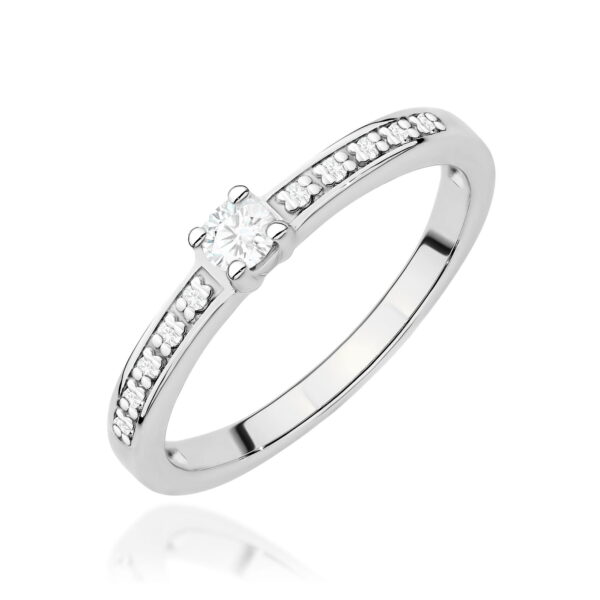 Pierścionek Diament Laboratoryjny 0,08ct białe złoto 375