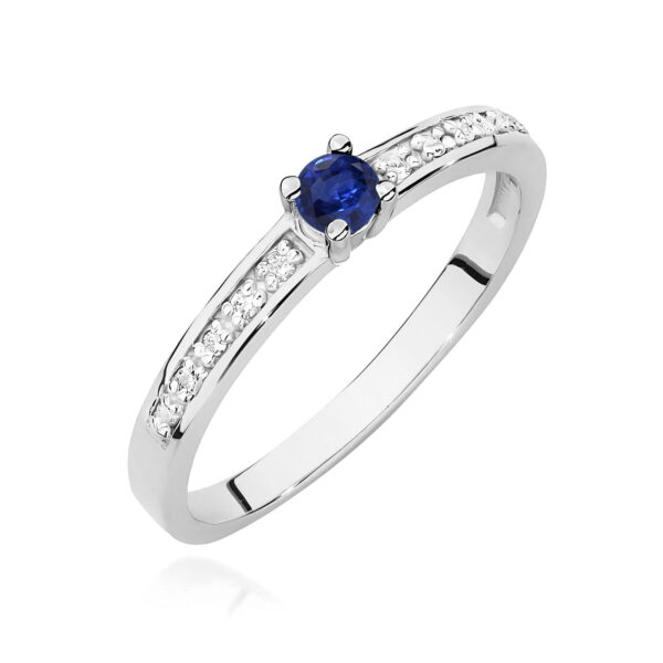 Pierścionek Szafir 0,15ct białe złoto 375