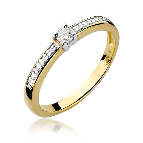 Pierścionek Diament 0,08ct żółte złoto