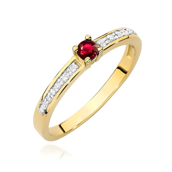 Pierścionek Rubin 0,15ct żółte złoto