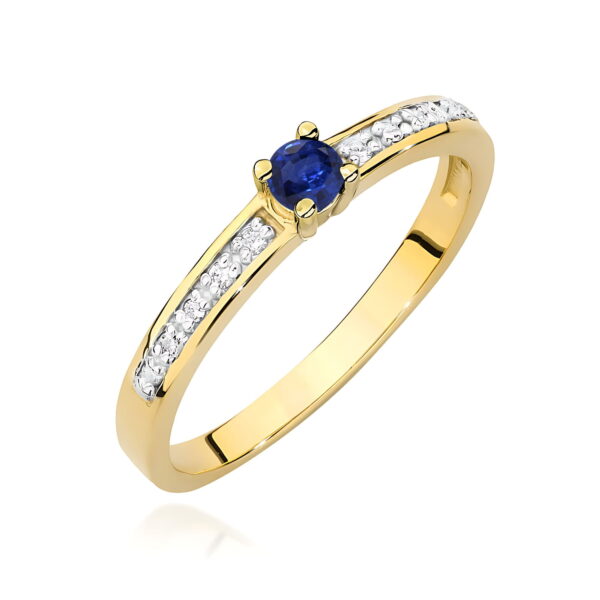 Pierścionek Szafir 0,15ct żółte złoto