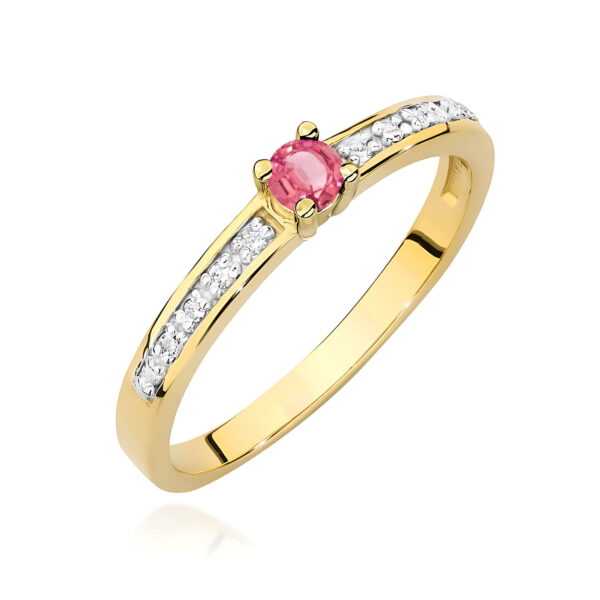 Pierścionek Różowy Topaz 0,15ct żółte złoto
