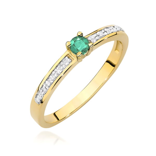 Pierścionek Szmaragd 0,15ct żółte złoto 375