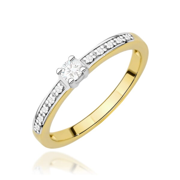 Pierścionek Diament Laboratoryjny 0,08ct żółte złoto 375