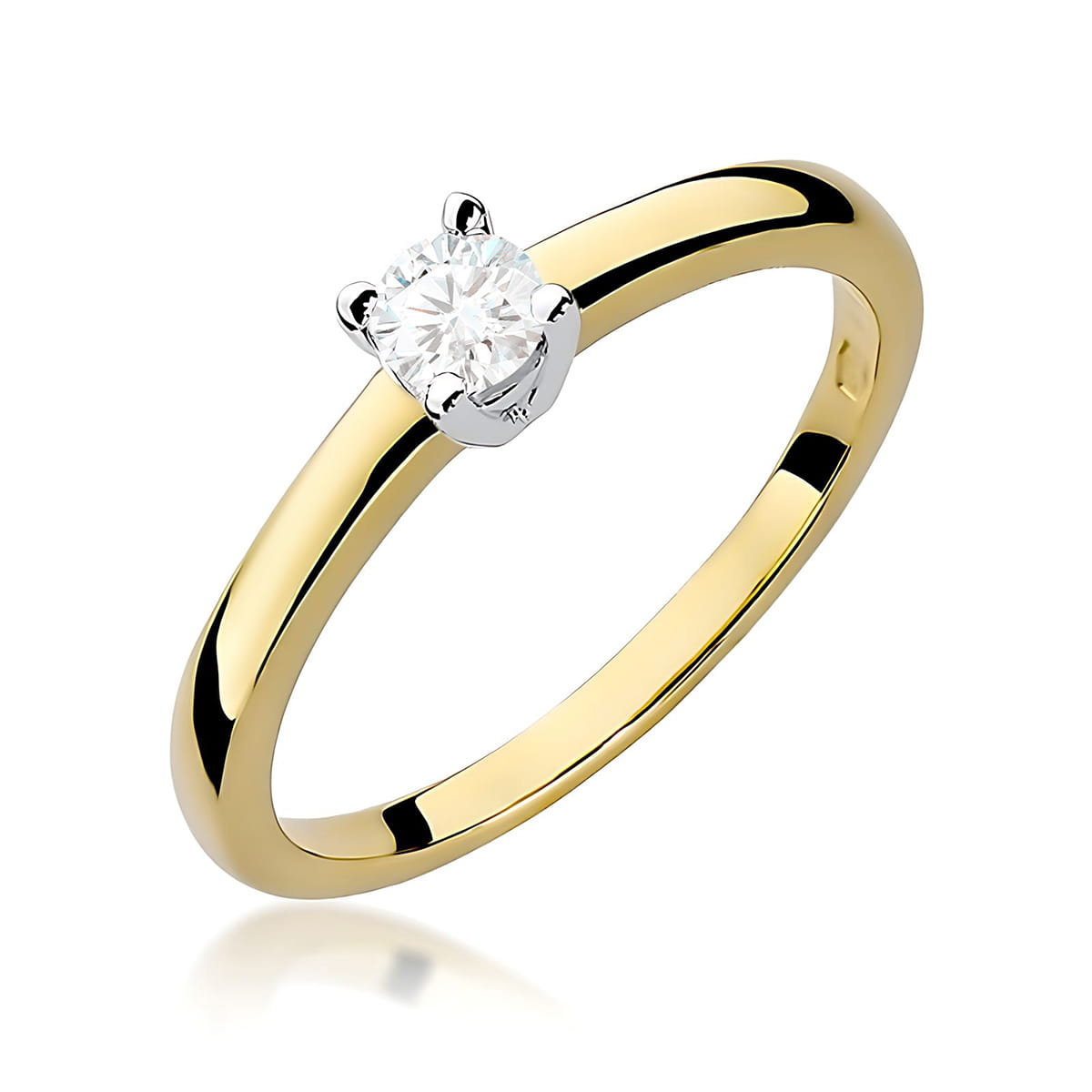 Pierścionek Diament 0,25ct żółte złoto 375