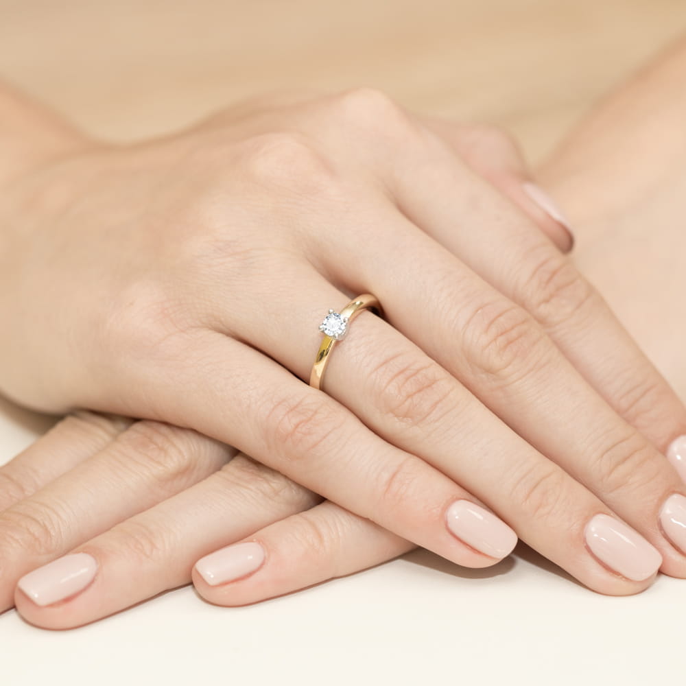 Pierścionek Diament 0,25ct żółte złoto 375 - obrazek 4