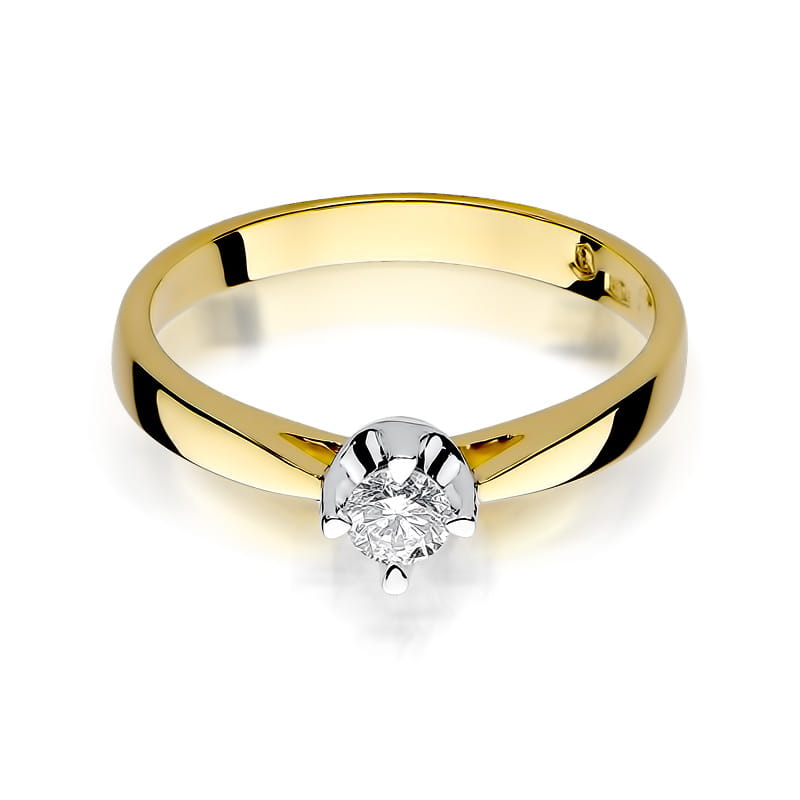 Pierścionek Diament 0,20ct żółte złoto - obrazek 2