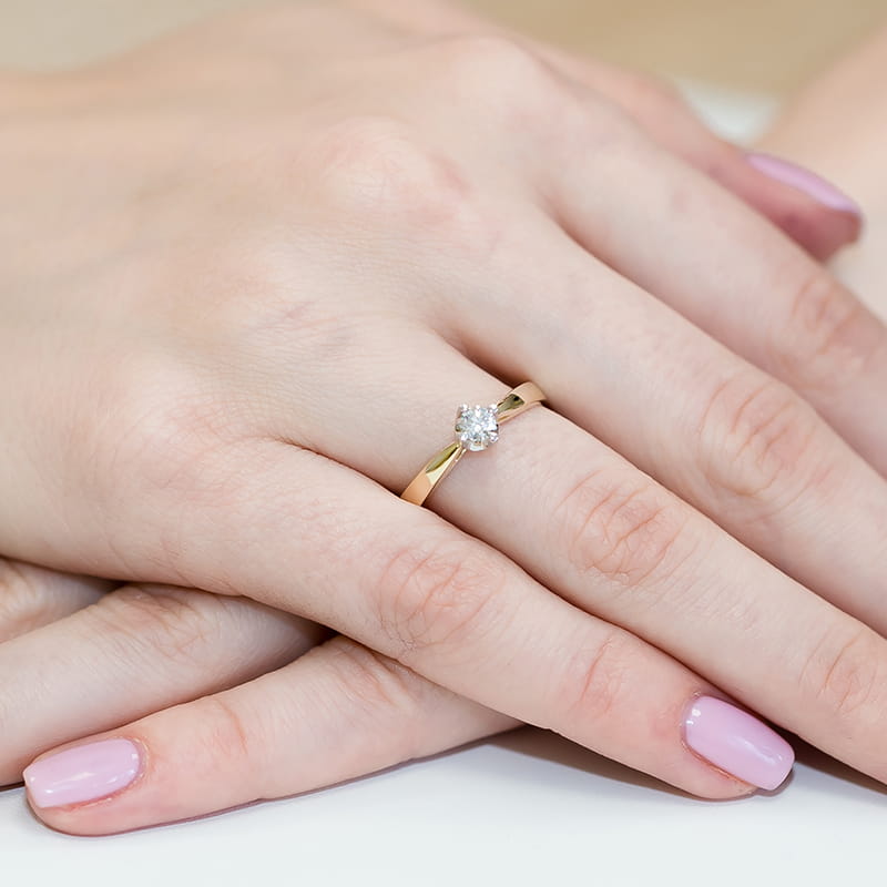 Pierścionek Diament 0,20ct żółte złoto 375 - obrazek 4