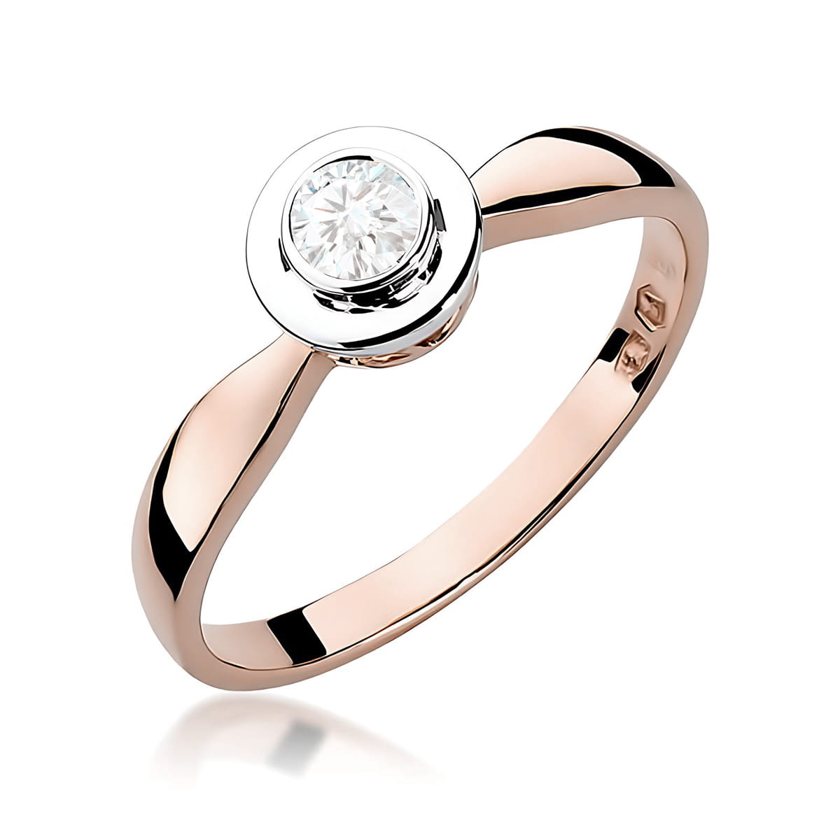 Pierścionek Diament 0,15ct różowe złoto