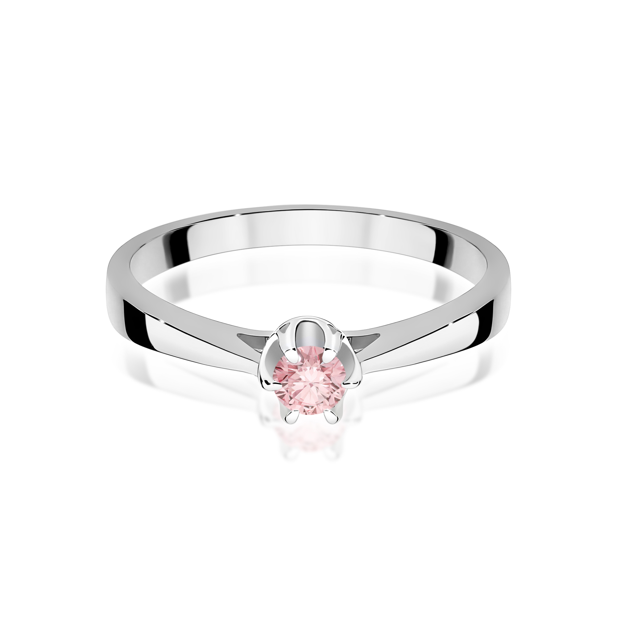 Pierścionek Diament Laboratoryjny różowy 0,15ct białe złoto - obrazek 2