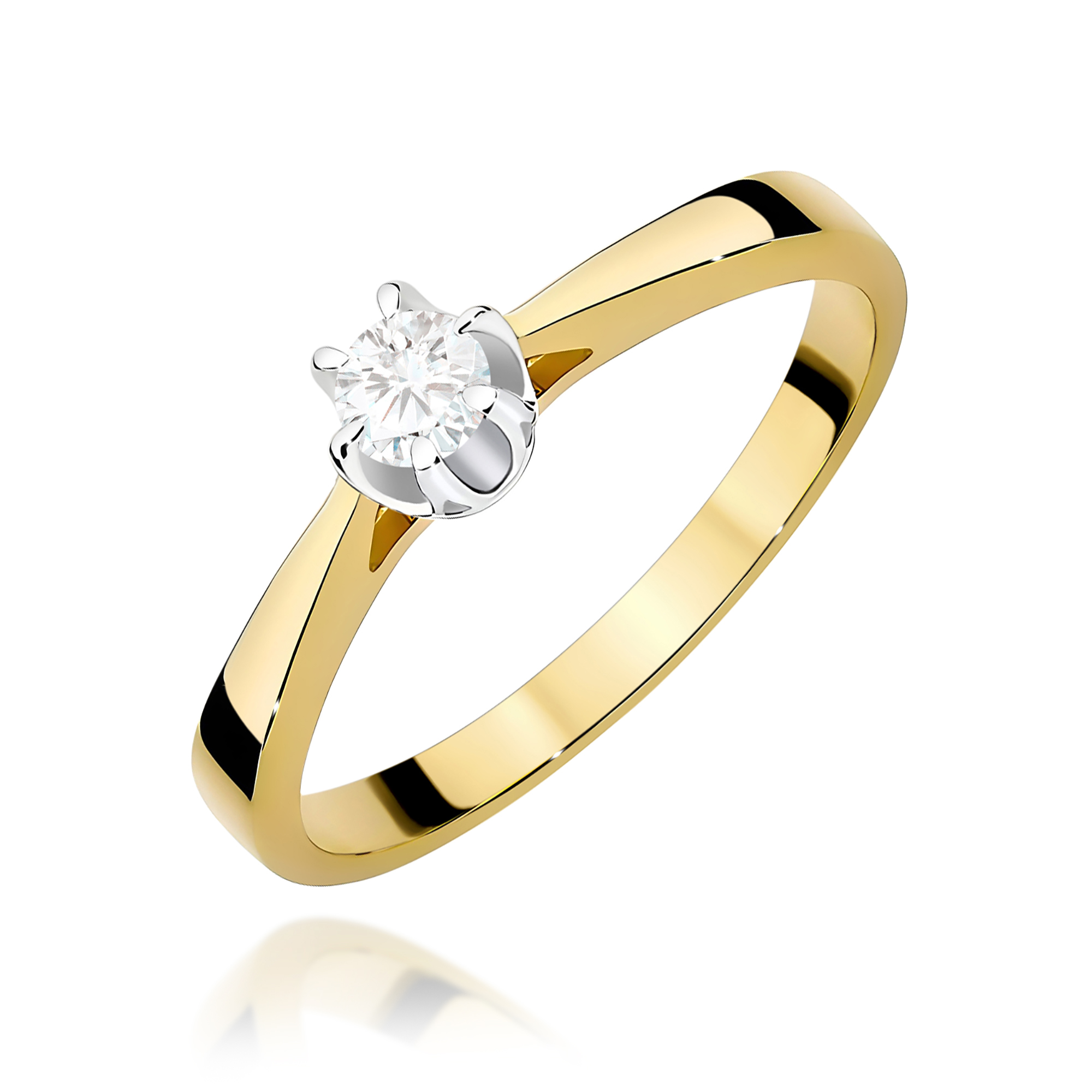 Pierścionek Diament 0,15ct żółte złoto