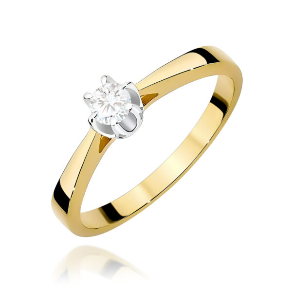 Pierścionek Diament Laboratoryjny 0,15ct żółte złoto