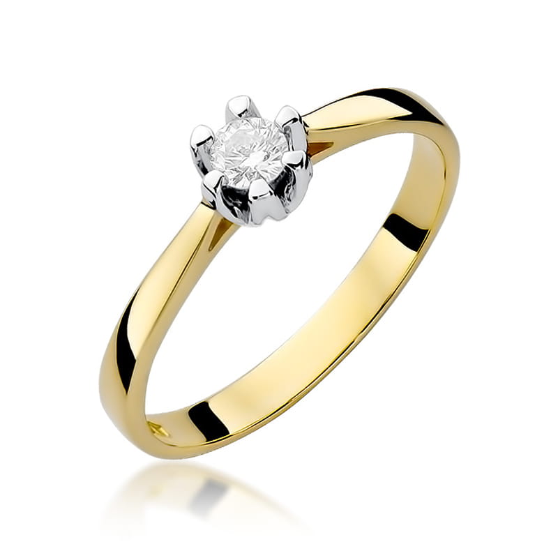 Pierścionek Diament 0,12ct żółte złoto