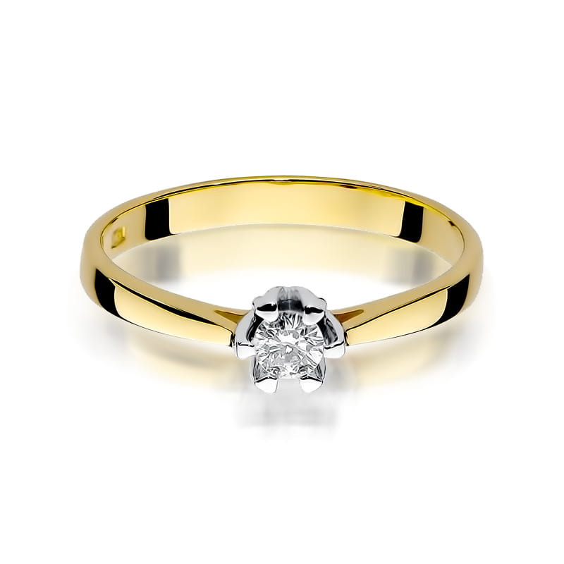 Pierścionek Diament 0,12ct żółte złoto - obrazek 2