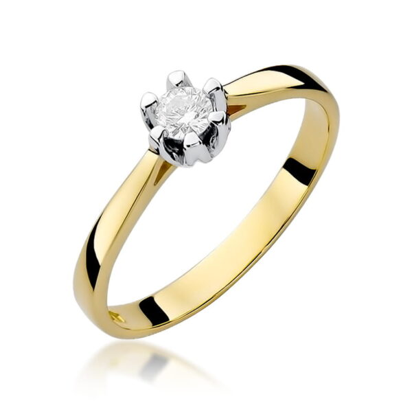 Pierścionek Diament 0,12ct żółte złoto 375