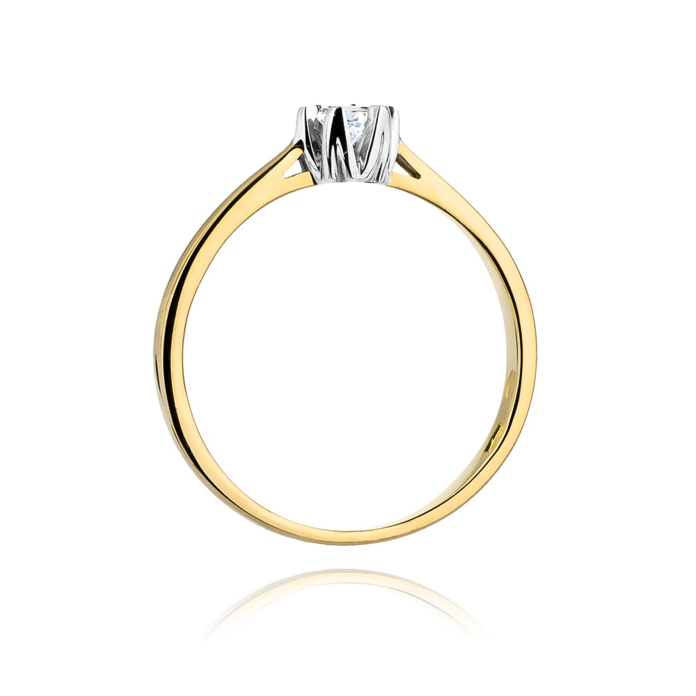 Pierścionek Diament 0,12ct żółte złoto 375 - obrazek 3