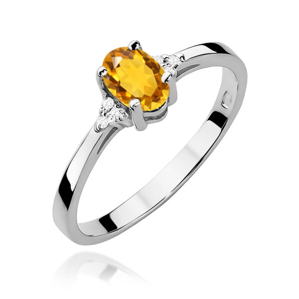 Pierścionek Cytryn 0,60ct białe złoto 375