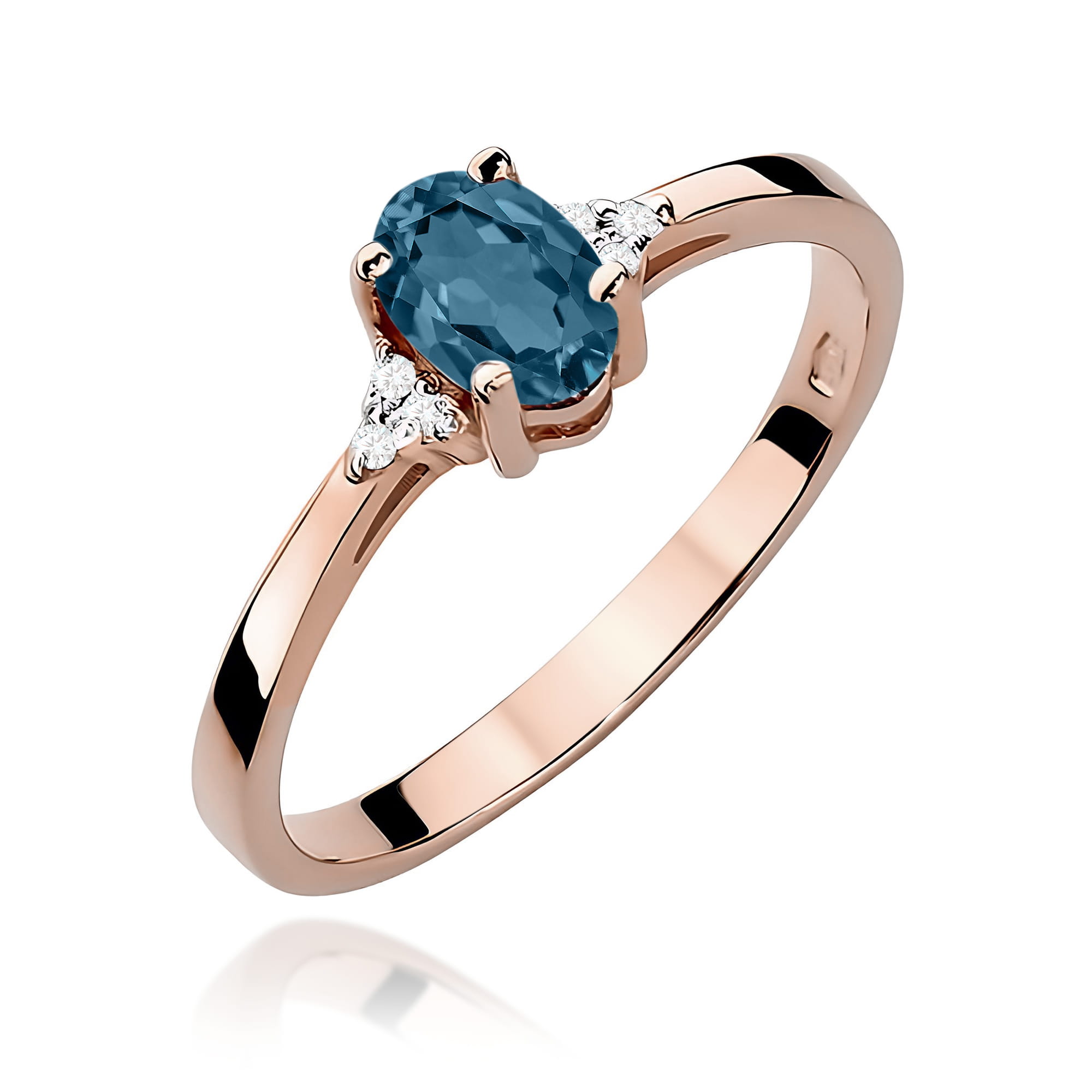 Pierścionek Topaz London Blue 0,50ct różowe złoto