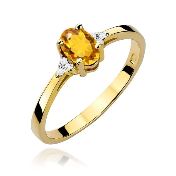 Pierścionek Cytryn 0,60ct żołte złoto