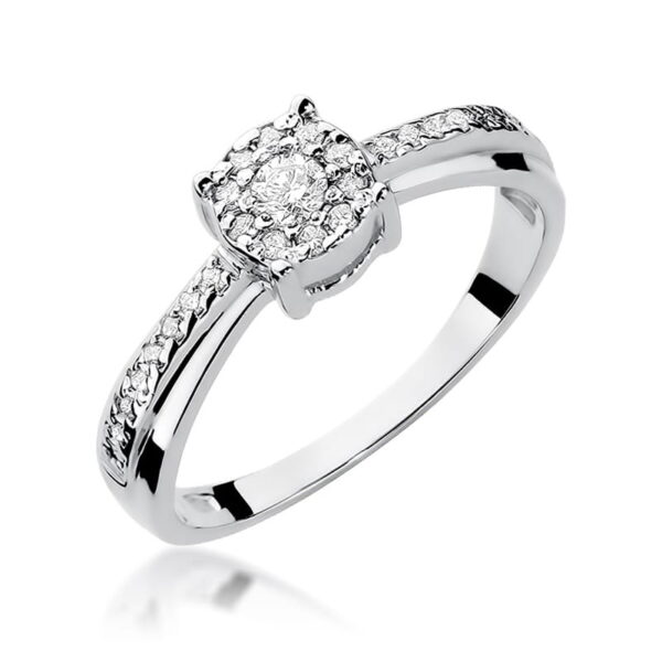 Pierścionek W302 Diament 0,08ct białe złoto 375