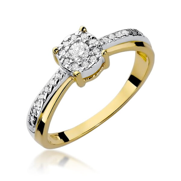 Pierścionek Diament 0,08ct żółte złoto