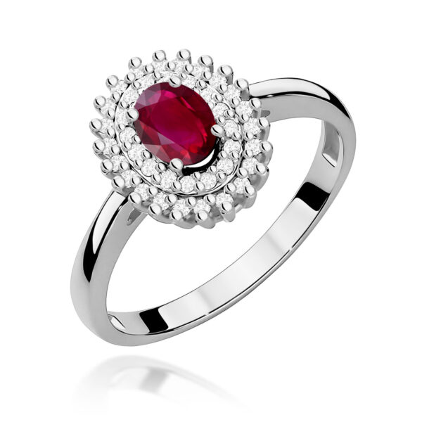 Pierścionek Rubin 0,60ct białe złoto 375