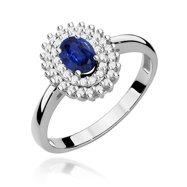 Pierścionek Szafir 0,70ct białe złoto 375
