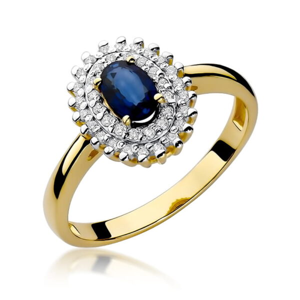 Pierścionek Szafir 0,70ct żółte złoto 375