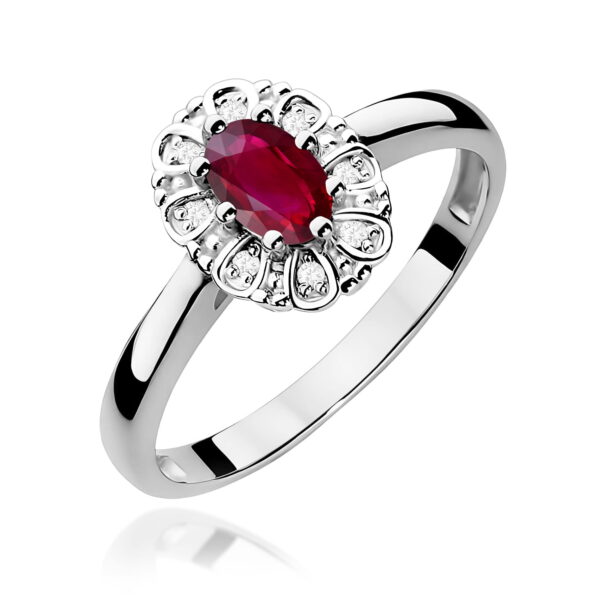 Pierścionek Rubin 0,60ct białe złoto