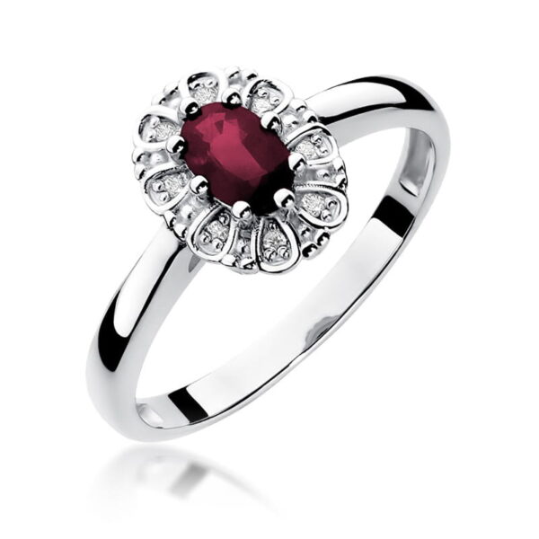 Pierścionek Rubin 0,60ct białe złoto 375